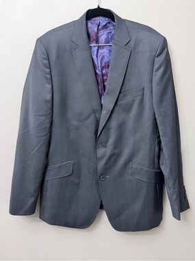 Ted Baker London Grey Wool Suit Jacket 42R Paisley
